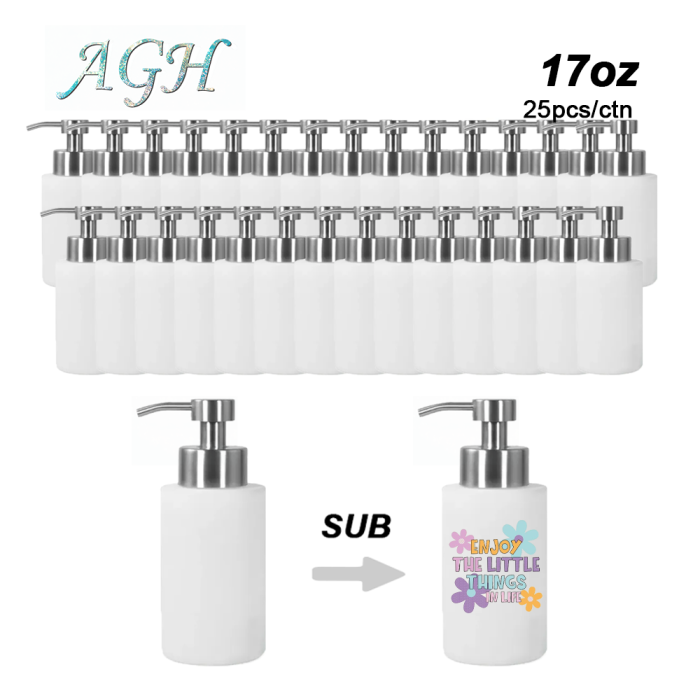 USA warehouse 550ml stainless steel white sublimation soap dispenser bottle with pump 25pcs/case