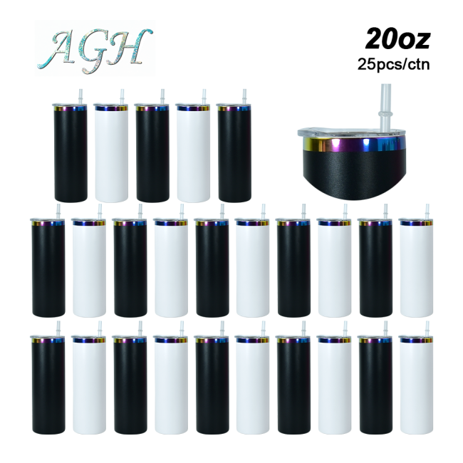 US Warehouse stocked 20oz  rainbow plated powder coated tumbler mixed colors 25pcs/carton