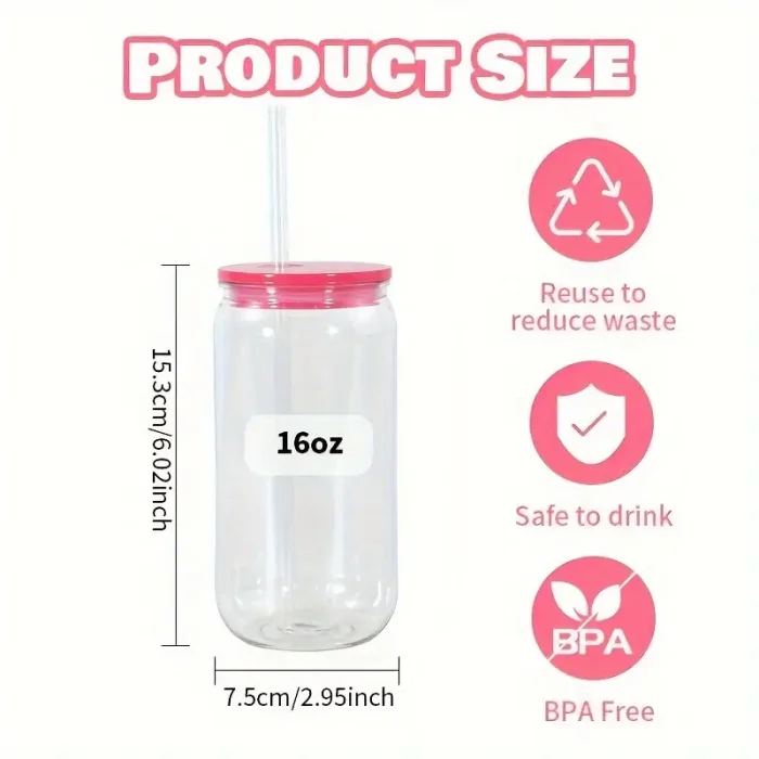 US Warehouse RTS 16oz Clear Plastic Colorful Jar with Colorful Plastic lids  50pcs/Carton