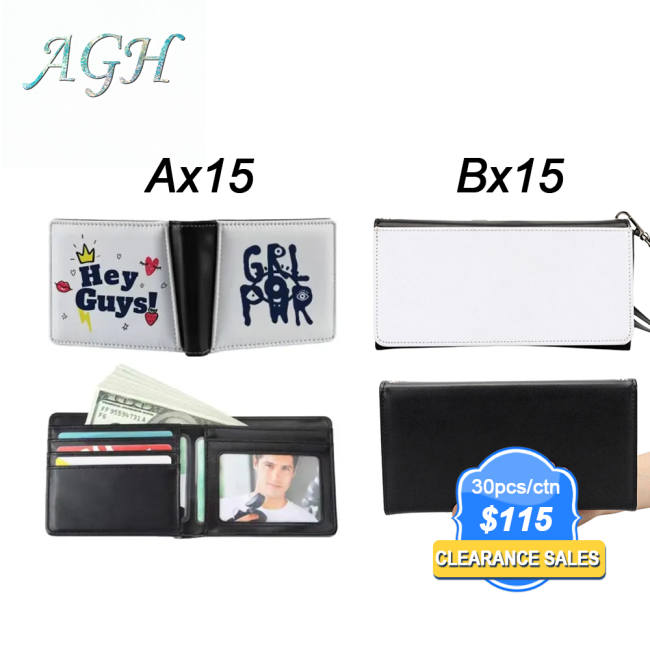 USA 30pcs/carton Mixed Styles Sublimation Wallet Card Bag