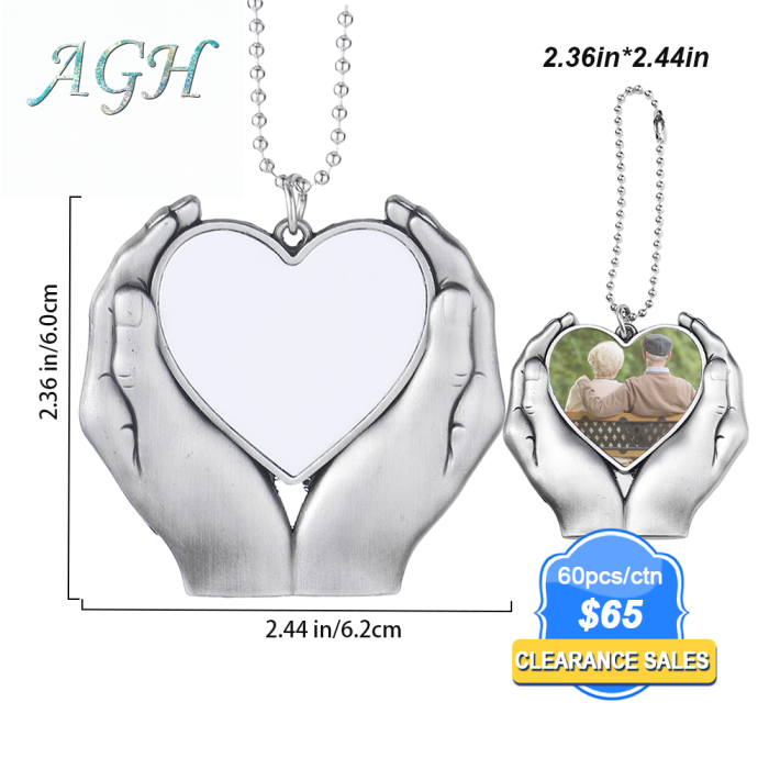 China warehouse 60pcs Memorial sublimation white blank heart in hands ornament