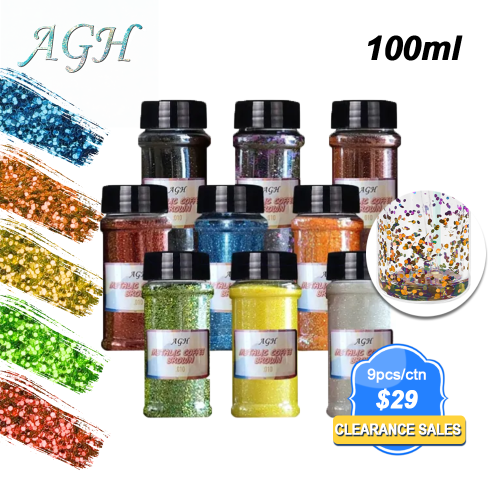 US Warehouse mixed color chunky glitter Only, 100ml per one, 9pcs/carton