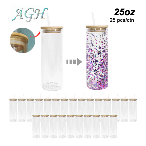 US warehouse 25oz double wall snow globe sublimation 【straight shaped】 tumblers 25pcs/carton