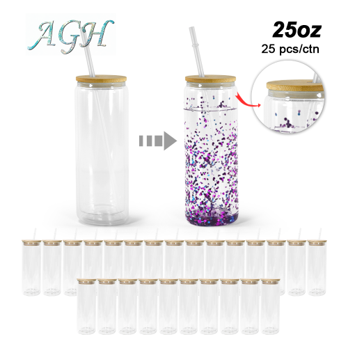 US warehouse 25oz pre-drilled double wall snow globe cola-shaped sublimation glass tumblers with plug 25pcs/case
