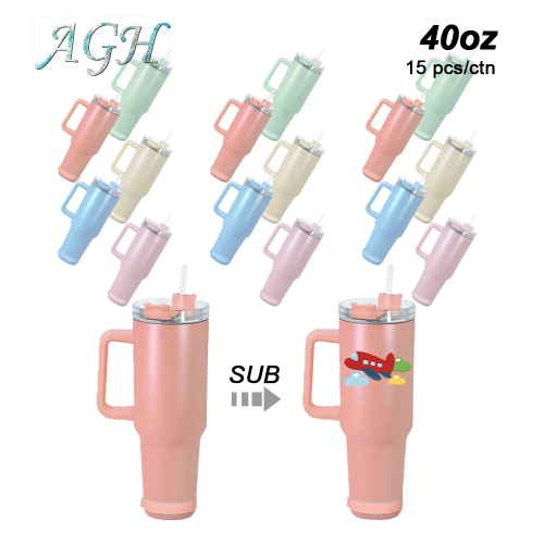 US Warehouse 40oz matte colored Sublimation Speaker Tumbler with handle