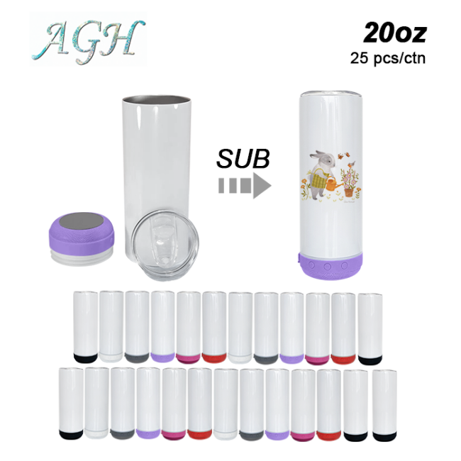 New Arrived USA Warehouse 20oz Sublimation Straight Speaker tumbler,mixed 6 colors speaker