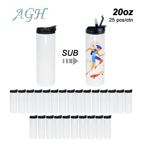 20oz sublimation blanks straight skinny tumblers with 2 in 1 lid