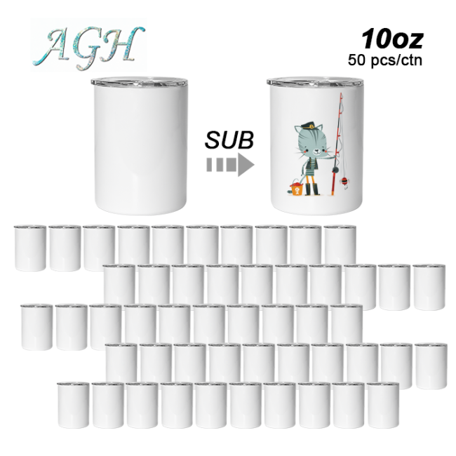 RTS USA warehouse 10oz sublimation low ball coffee mugs