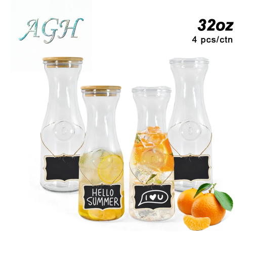 Vase-shaped Vintage 4 Pack per carton 32oz glassware mason glass jar glasses tap water container glass tumbler with lids and note hanger