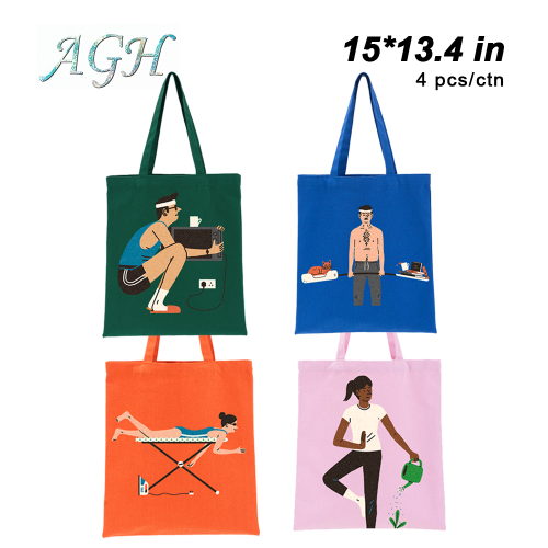 4 Pack for sports lover and bookish US Warehouse digital printing Sports Canvas Carry Tote Bag Fashion Set, 17oz Insulated Sports Water Bottle Gift Set