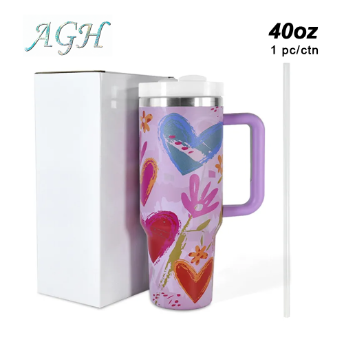 AGH 1 Pack 40oz stainless steel double wall vacuum mug handle tumbler with lid and straw For women Mom and Grandma sister