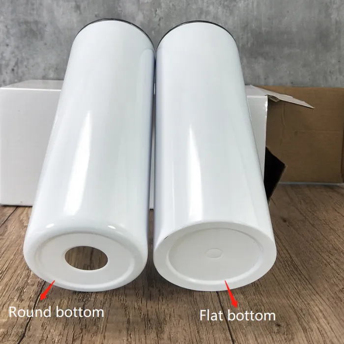 RTS US warehouse 20oz Flat edge sublimation blanks straight skinny tumblers with plastic straw