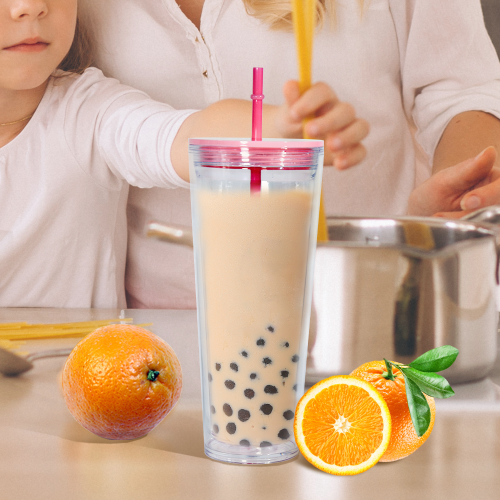 AGH US 24 OZ Double wall plastic tumbler Snow globe acrylic cups with lids and straw mixed color 15pcs/carton
