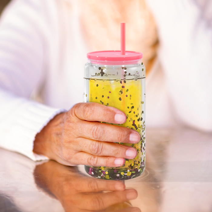 AGH US New 15pcs/carton 16OZ Snow Globe Double Wall Colorful Sublimation Glass Beer Can With Pre Drilled Hole And Plugs