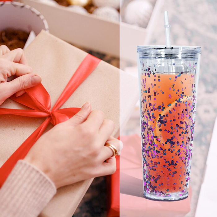 USA warehouse BPA Free Double Wall snow globe 24oz Clear Plastic Cups 15pcs 25pcs per case