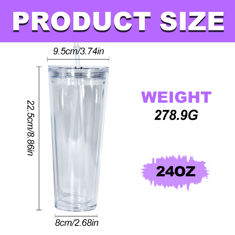 USA warehouse BPA Free Double Wall snow globe 24oz Clear Plastic Cups 15pcs 25pcs per case