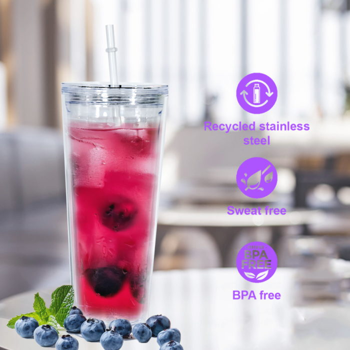 USA warehouse BPA Free Double Wall snow globe 24oz Clear Plastic Cups 15pcs 25pcs per case