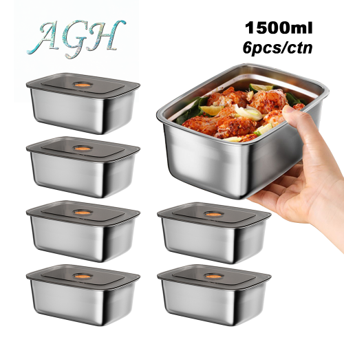 Stainless Steel Food Storage Container with Lid, 6pcs Modern Food Storage Box, Microwave & Refrigerator Safe, Dishwasher Friendly Bento Box