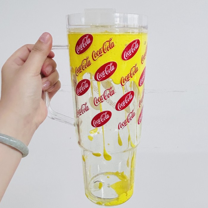 AGH US 12pcs/carton 40OZ Snow Globe Plastic double wall Snow globe acrylic cups tumbler with lids and straw and silicone straw topper/cover
