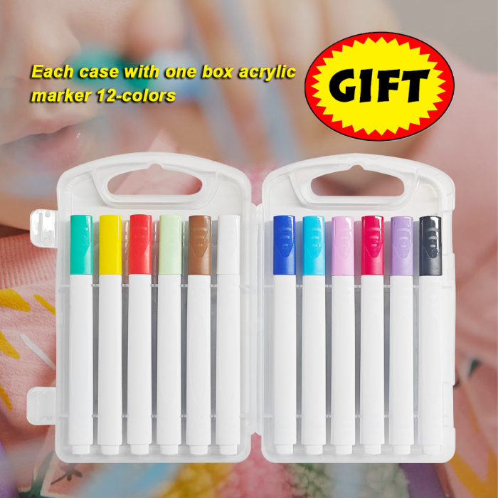 AGH US 10pcs 12OZ ‘Drawing Painting’ cups Stainless steel kids tumbler with flip handle lids mixed 5-colors, with 12-colors acrylic maker