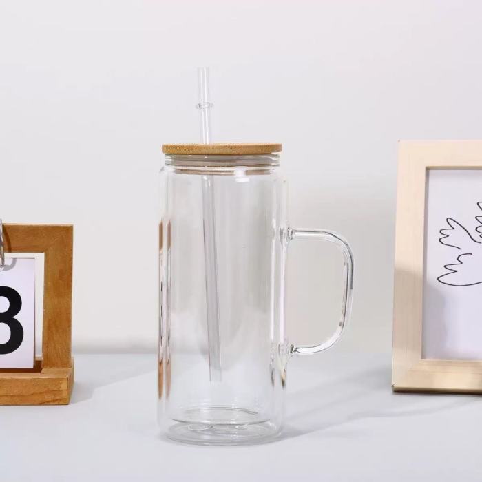 China Warehouse AGH 25pcs 20oz Snow Globe Glass Handle Tumbler with Color Lids and Diamond Studded Lids(Please contact me to confirm the color before placing your order)