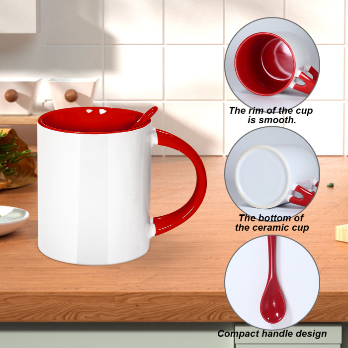 AGH US 12OZ Ceramic Sublimation blank coffee mug with tea spoon 12pcs/carton for custom diy Halloween Christmas  Valentine's decor