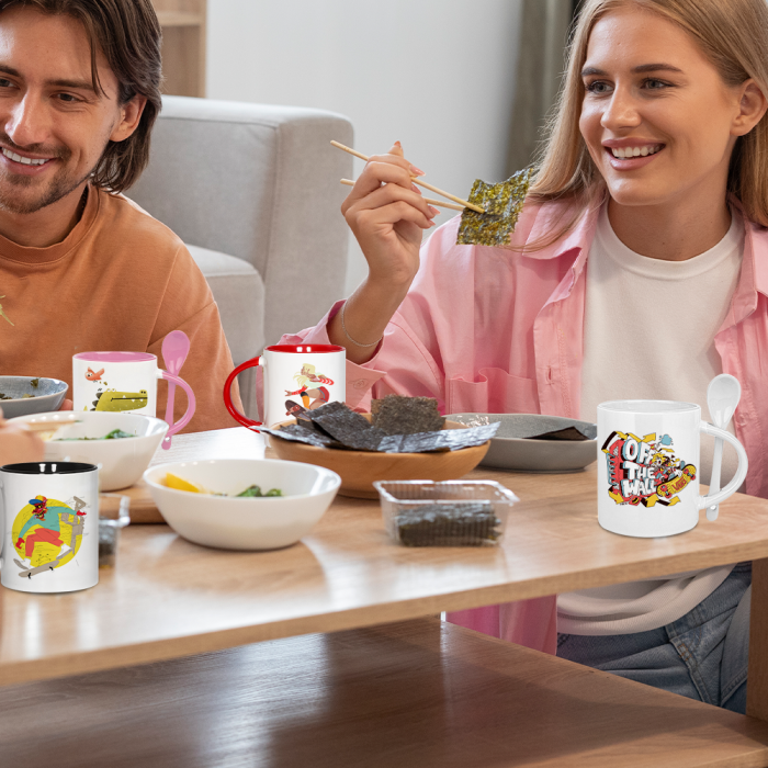 AGH US 12OZ Ceramic Sublimation blank coffee mug with tea spoon 12pcs/carton for custom diy Halloween Christmas  Valentine's decor