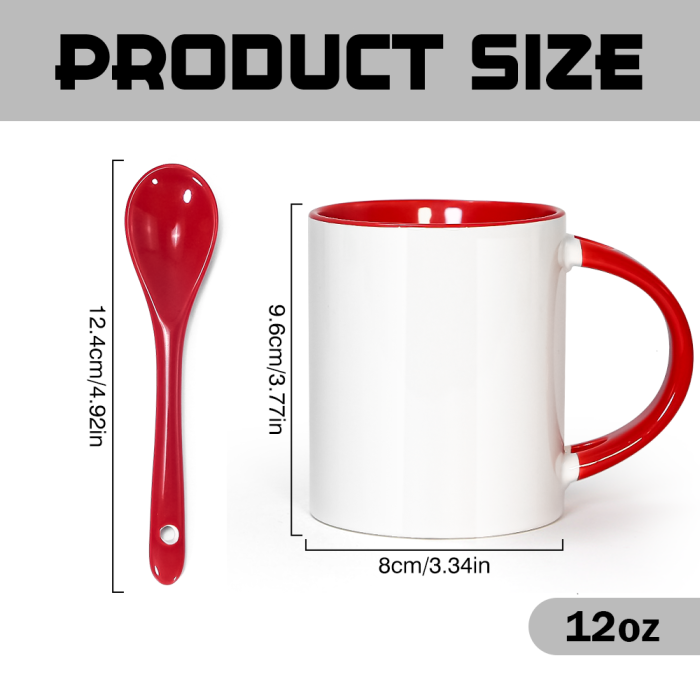 AGH US 12OZ Ceramic Sublimation blank coffee mug with tea spoon 12pcs/carton for custom diy Halloween Christmas  Valentine's decor
