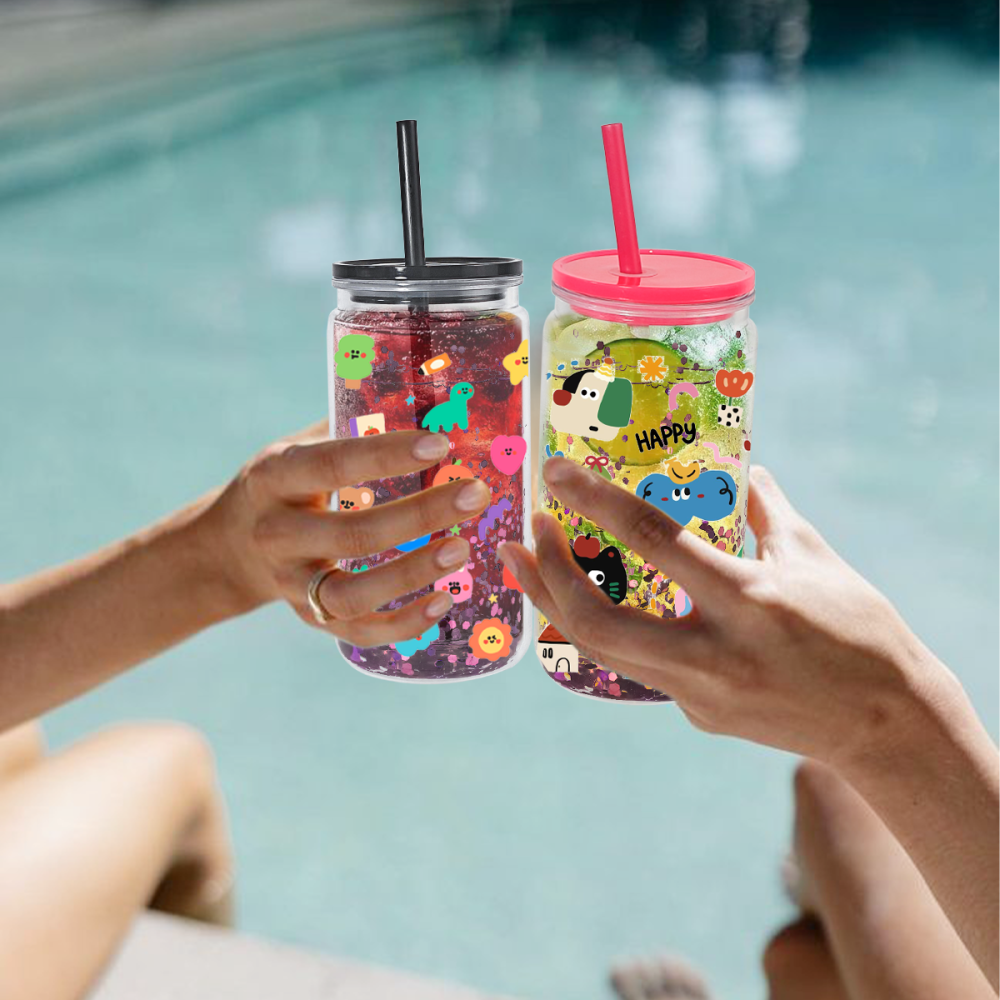 AGH US Mix Color 16oz snow globe Plastic Cups With Pre Drilled Hole And Plugs 15pcs/25pcs/case