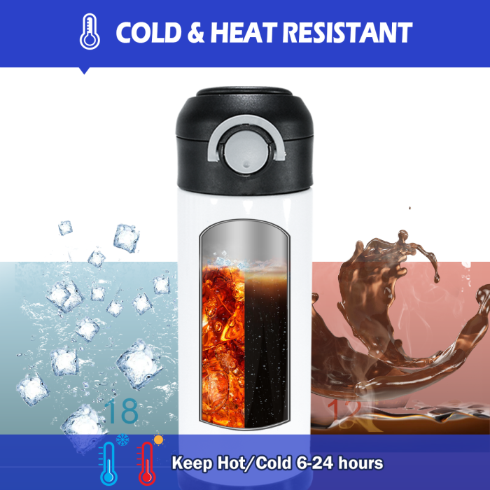 AGH US 10pcs 12OZ Stainless steel sublimation kids water bottler tumbler with flip lids with rubber bottom and shrink wrap