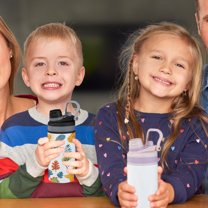 AGH US 12 OZ Sublimation Blank Kids Sports water bottle with mixed color handle Lids, rubber bottom and shrink wrap 10pcs/carton