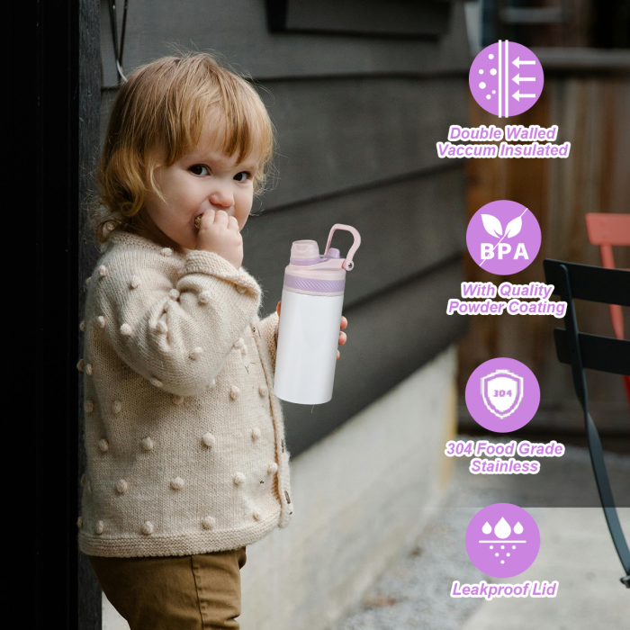 AGH US 12 OZ Sublimation Blank Kids Sports water bottle with mixed color handle Lids, rubber bottom and shrink wrap 10pcs/carton