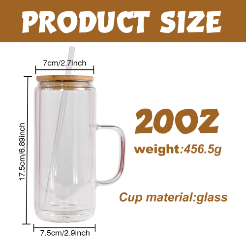 AGH US 20OZ Exclusive Snow Globe double wall Glass glitter handle tumbler with bamboo lids 15pcs/carton