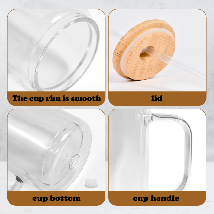 AGH US 20OZ Exclusive Snow Globe double wall Glass glitter handle tumbler with bamboo lids 15pcs/carton