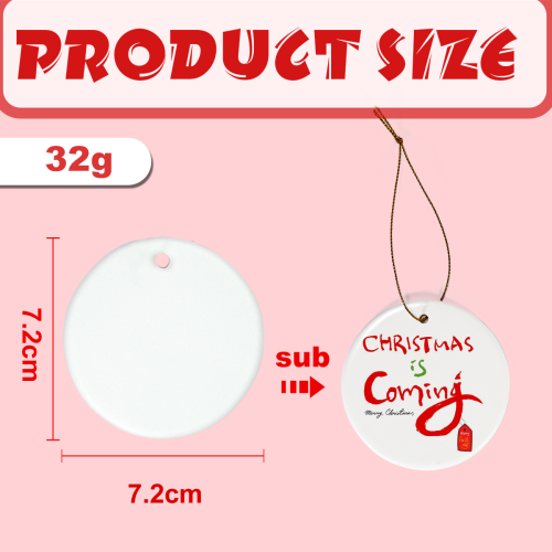 AGH US 25pcs sublimation blank ceramic ornaments 3 inches for Halloween& Christmas special exclusive decor for Christmas tree family party