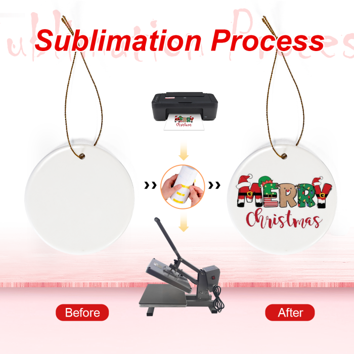 AGH US 25pcs sublimation blank ceramic ornaments 3 inches for Halloween& Christmas special exclusive decor for Christmas tree family party