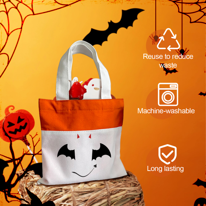 AGH US 20pcs/carton canvas candy bag mixed color 10.5*10.5inch Sublimation Christmas Halloween Tote canvas Bag orange and black