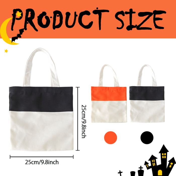 AGH US 20pcs/carton canvas candy bag mixed color 10.5*10.5inch Sublimation Christmas Halloween Tote canvas Bag orange and black