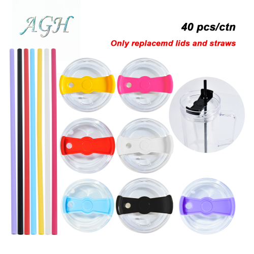 AGH US replacement lids ONLY, Matching 40OZ plastic Snow globe glitter tumbler 7-colors lids mixed 40pcs