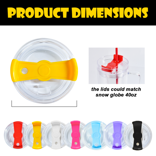 AGH US replacement lids ONLY, Matching 40OZ plastic Snow globe glitter tumbler 7-colors lids mixed 40pcs