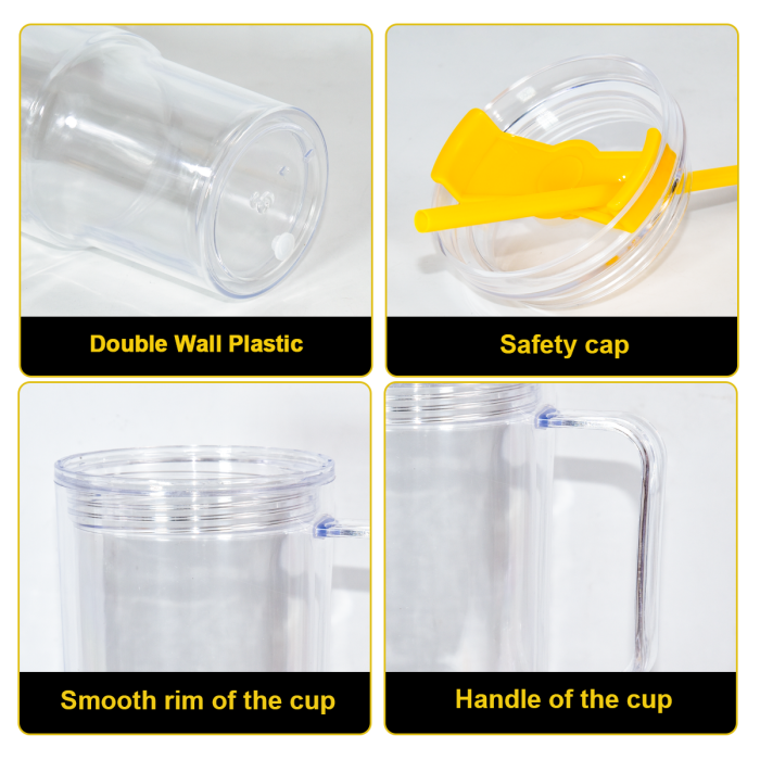 AGH US 12pcs/carton 40OZ Snow Globe Plastic double wall Snow globe acrylic cups tumbler with coloring lids and straw and silicone straw topper/cover