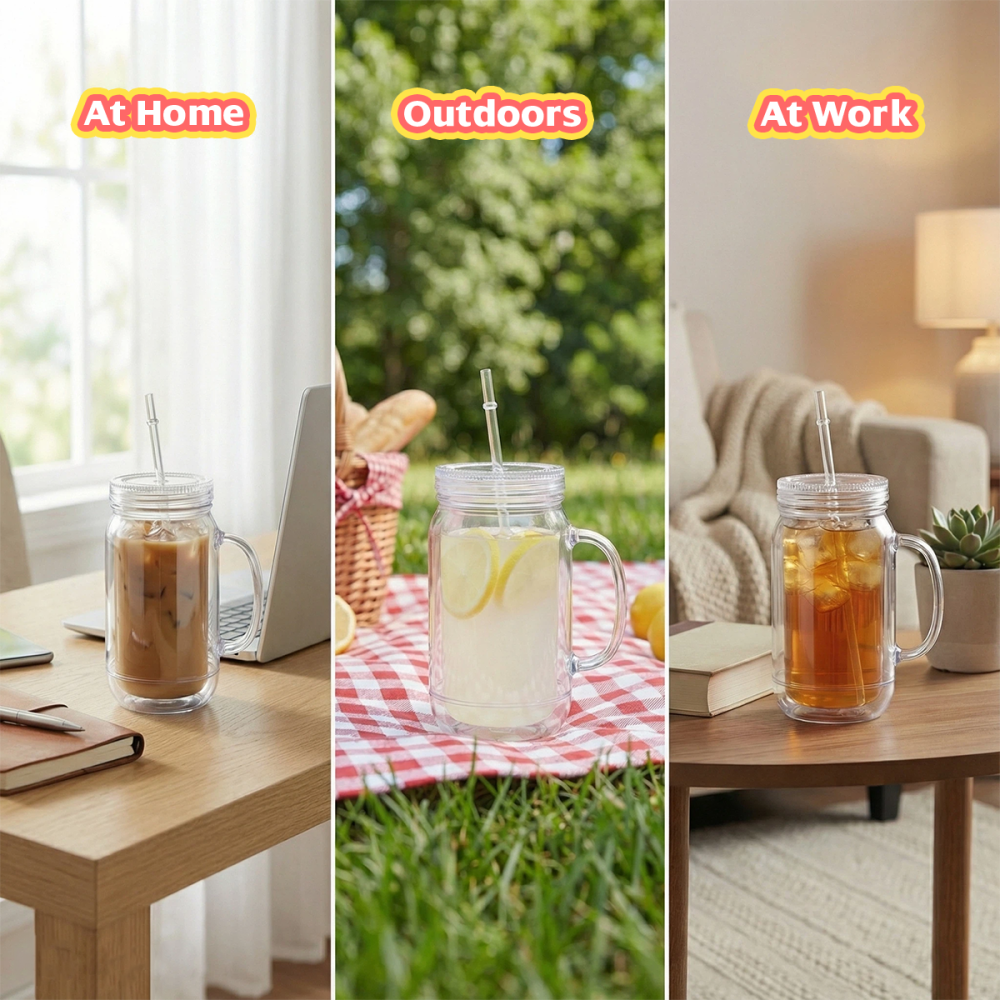 AGH US NEW Exclusive 22 OZ Acrylic Snow Globe Tumblers Double walled Plastic Cups with straw toppers 12pcs/ctn for UVDTF Printing