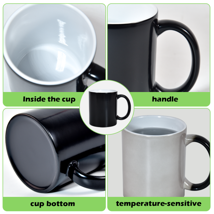 AGH US 11 OZ Ceramic Sublimation blank Hot water color changing coffee mug 12pcs/carton for custom DIY Christmas Valentine's decor