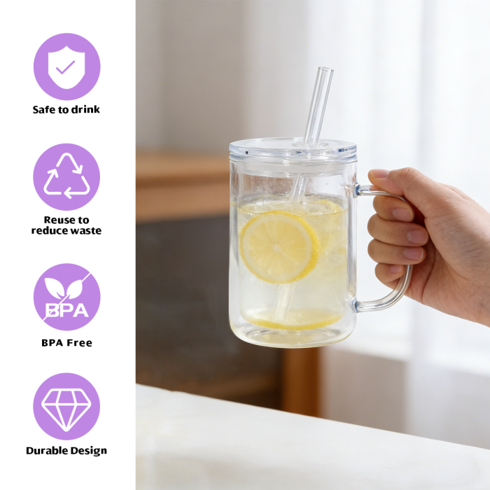 AGH US New Collection 17 OZ Plastic double-wall Snow globe handle coffee mug for glitter diy 12pcs/ctn