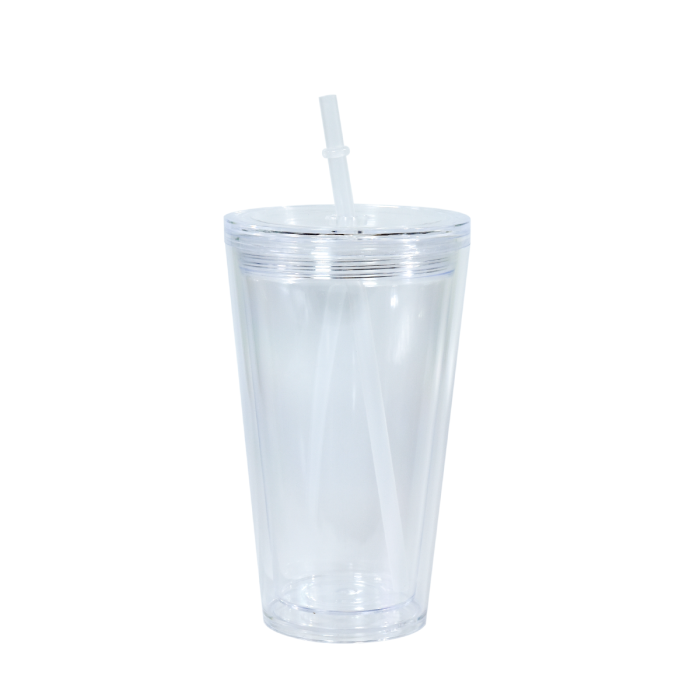 AGH US New Collection 16 OZ Acrylic Snow Globe Tumblers Double walled Plastic Cups with straws 12pcs/ctn for UVDTF Printing