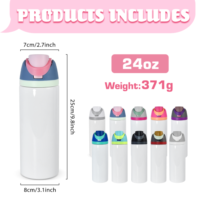 AGH New Collection 24 OZ Sublimation straight sports tumbler mixed color handle lids 10pcs