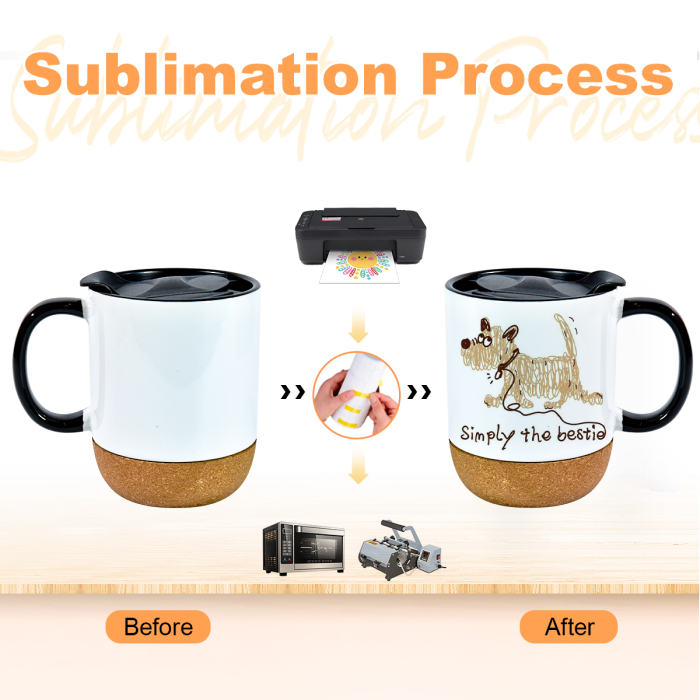 AGH US 15/12OZ Ceramic Sublimation blank coffee mug with wooden bottom or tea spoon 12pcs/carton for custom diy Halloween Christmas  Valentine's decor