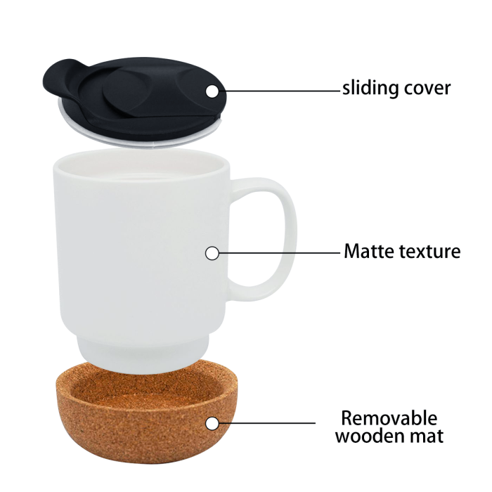 AGH US 15/12OZ Ceramic Sublimation blank coffee mug with wooden bottom or tea spoon 12pcs/carton for custom diy Halloween Christmas  Valentine's decor