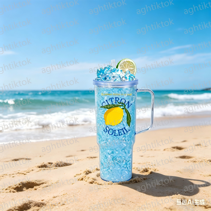 AGH US New Collection 40OZ Double Wall Snow Globe Tumbler With Colored Leak-Proof Lids&Bubble tea straws, With Pre Drilled Hole And Plugs