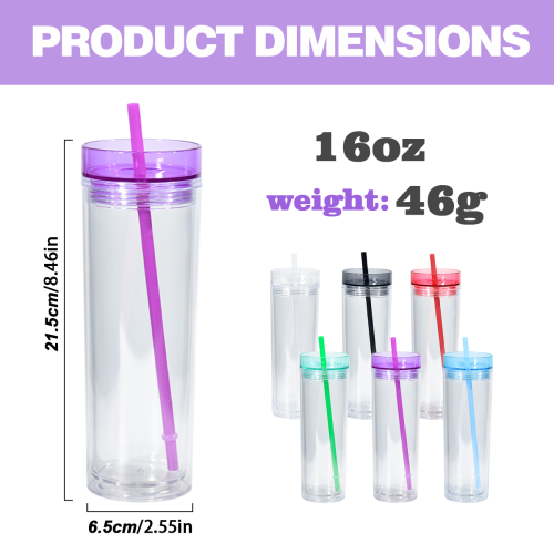 AGH 16oz snow globe straight  double wall tumbler mixed color 12pcs